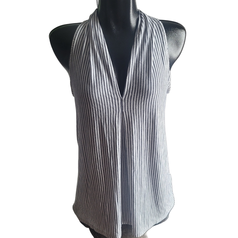 Max Studio Blue & White Tank Top With V-Neck Size S